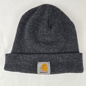 Carhartt Gray Knit Beanie Hat One Size Logo on Front Casual Fall Winter Unisex